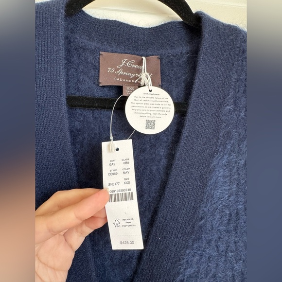 NWT J Crew Spring Street Cashmere Oversized Cardigan Sweater Size XXS - Picture 2 of 8